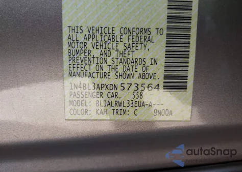 2013 Nissan Altima 3.5 S from USA, damaged, VIN 1N4BL3APXDN573564